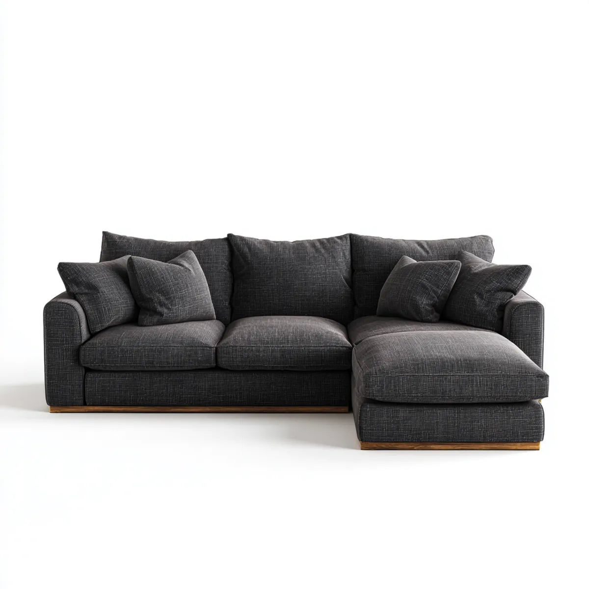 Canapé d'angle 4 places avec méridienne droite gris anthracite en polyester 280 x 170 x 88 cm