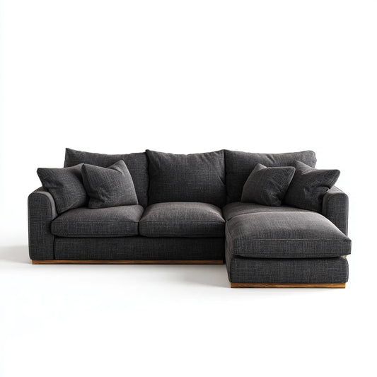 Canapé d'angle 4 places avec méridienne droite gris anthracite en polyester 280 x 170 x 88 cm