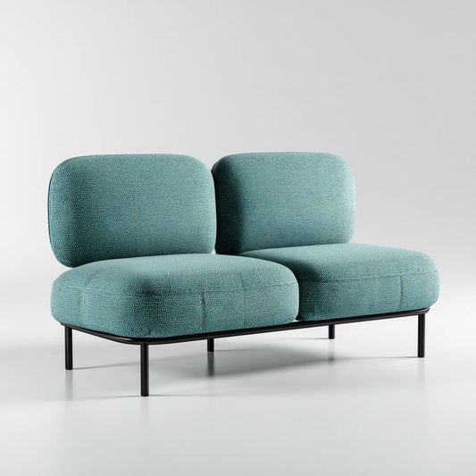 Canapé 2 places sans accoudoirs vert turquoise 160 x 85 x 78 cm en polyester avec pieds en acier