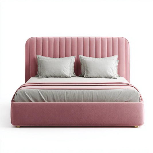 Lit double capitonné rose 160 x 200 cm en polyester forme rectangulaire