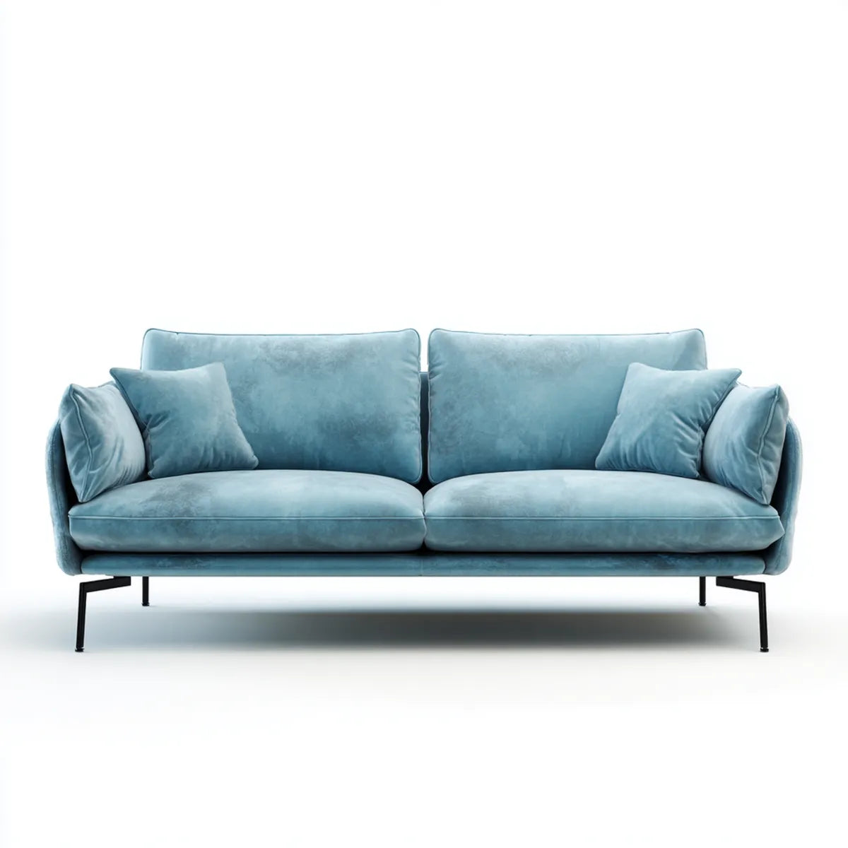 Canapé 3 places bleu pétrole en velours polyester avec pieds en acier 210 x 90 x 85 cm