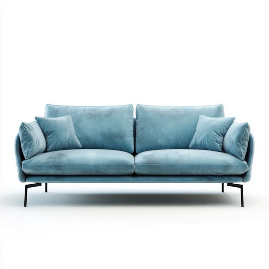 Canapé 3 places bleu pétrole en velours polyester avec pieds en acier 210 x 90 x 85 cm