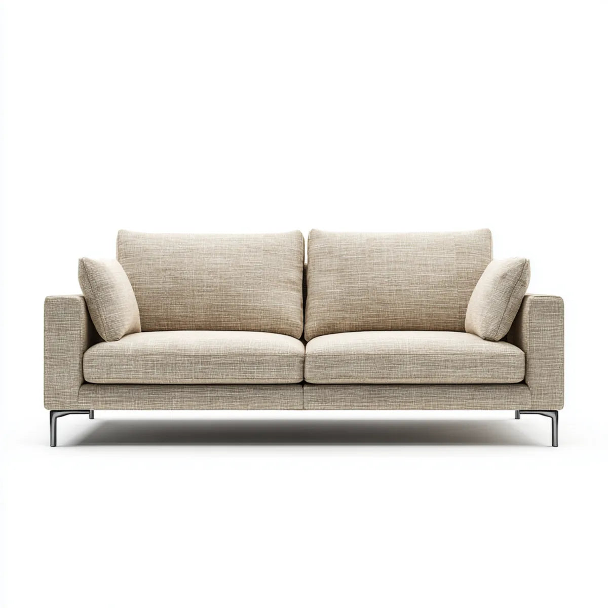 Canapé 3 places fixe beige 220 x 92 x 84 cm en polyester forme rectangulaire