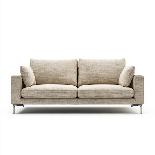 Canapé 3 places fixe beige 220 x 92 x 84 cm en polyester forme rectangulaire